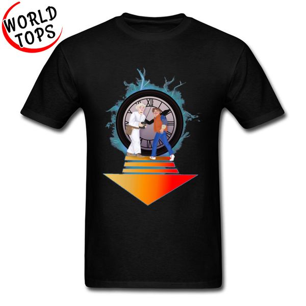 

custom tees black to the future clock machine cotton thanksgiving day crew neck t-shirts family t shirt funky clothes men