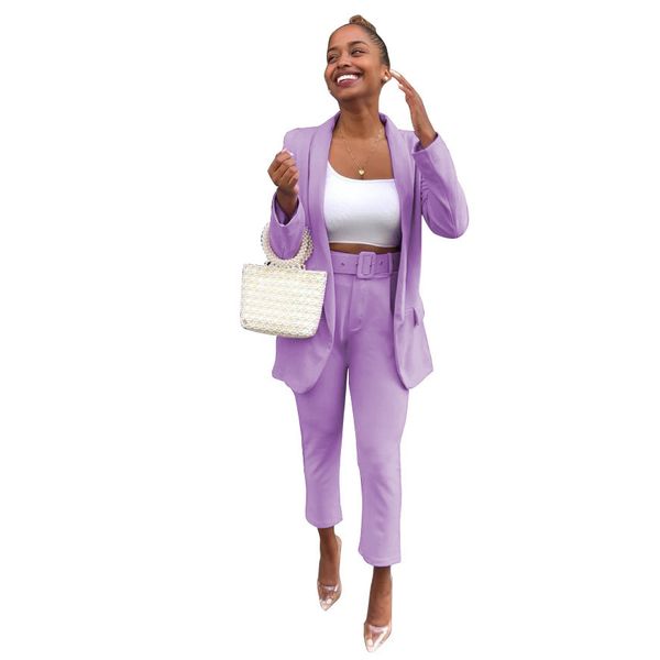 

мода фиолетовый женщины костюмы элегантный офис ladies work blazer set два набора кусок бизнес ol костюм femme брюки костюм черный 2019, White;black