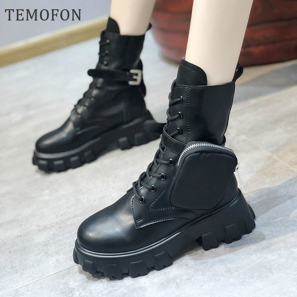 

temofon 2020 platform ankle boots women autumn shoes female winter knight black motorcycle punk boots ladies botas mujer hvt1484