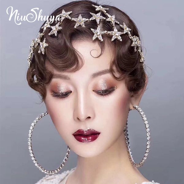 

niushuya мода золотая звезда hairband для женщин сладкий аксессуары свадебные волос tiara элегантные девушки оголовьем головных уборов аксес, Golden;silver