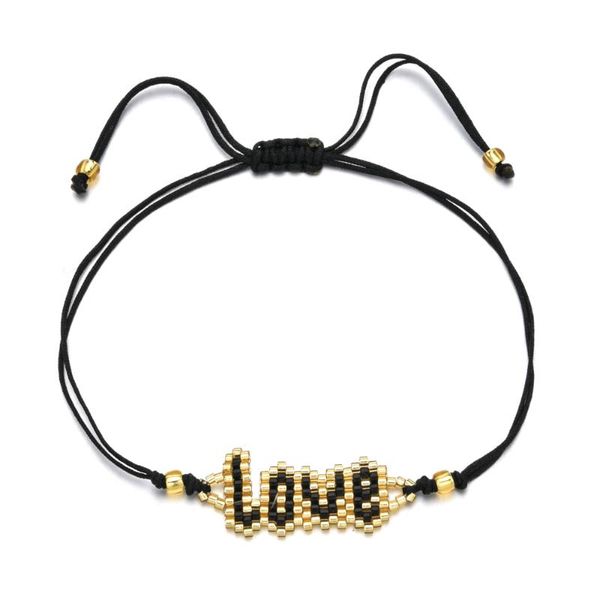 

charm bracelets trendy miyuki bracelet diy letter love beads for women men kids delica rope chain friendship gift, Golden;silver