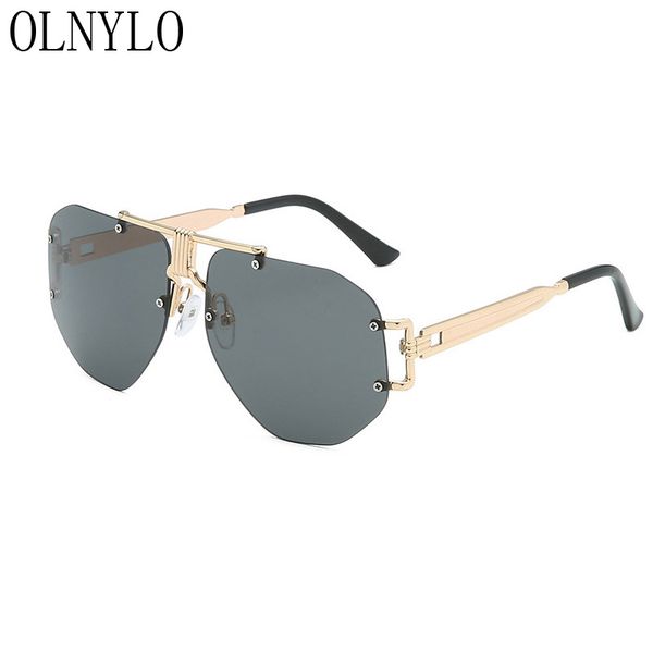 

new retro rimless frame gradient brand designer sunglasses outdoor driving sun glasses vintage uv400 fashion oculos feminino, White;black