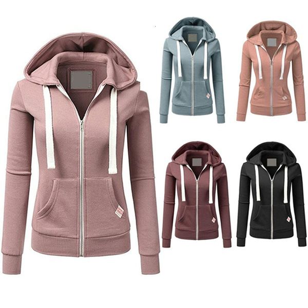 

women zipper hoodies sweatshirt jacket winter autumn solid zipper women hoodies sweatshirts moleton feminino 5 colors s-xl, Black