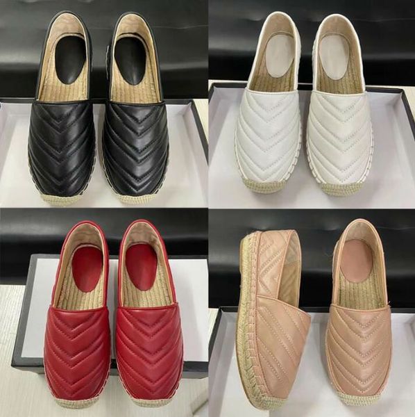 

2020 luxury black leather platform espadrille women shoes double hardware genuine leather slip-on espadrille sandal soft bottom casual shoes