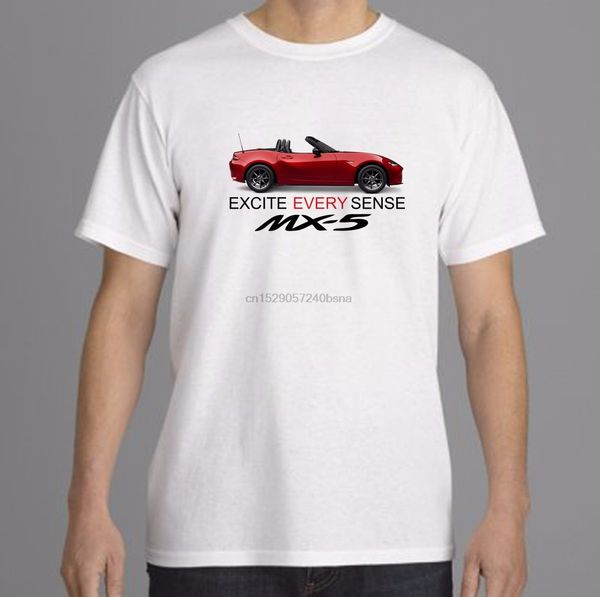 

mazda mx5 t-shirt miata red roadster excite every sense tee white gift print t-shirthip hop tee shirtnew arrival tees