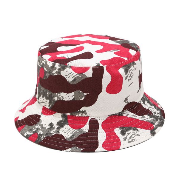 

cloches summer camouflage print double wearing bucket hats outdoor cotton sun for men women simple foldable leisure wholesale, Blue;gray