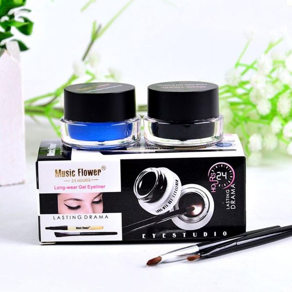 

2pcs eyeliner gel mini fast dry bi-color cosmetics cream tool natural brush eye makeup waterproof long-lasting eyebrow women
