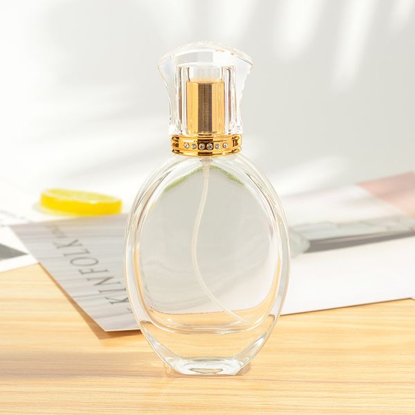 

30pcs factory price 50ml perfume bottle transparent glass refillable fine mist atomizer sprayer aluminum lid cosmetic container