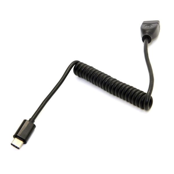 

usb 3.0 type a female to usb 3.1 type c spring otg data transfer extension cable black 1.5m