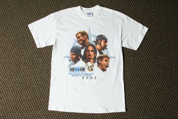 

2001 vintage backstreet boys black blue tour t shirt size medium 100% cotton t shirts brand clothing tees