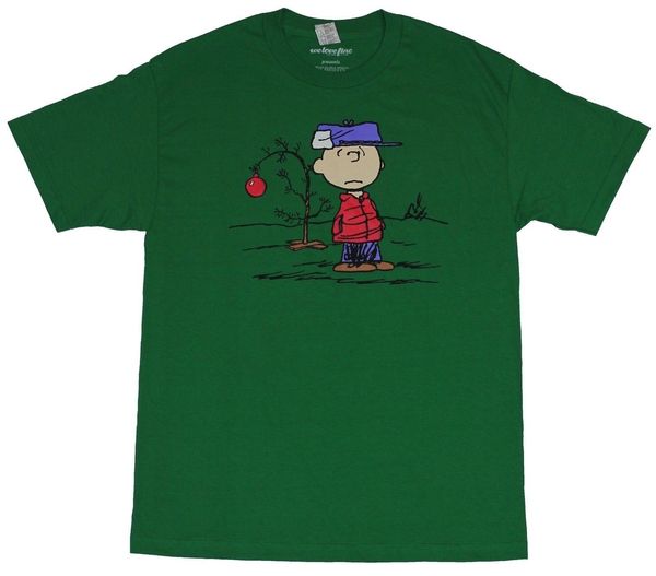 

арахис mens t-shirt - разочарованный чарли браун и его рождественская елка мультфильм тенниска мужчин унисекс новая мода тенниску