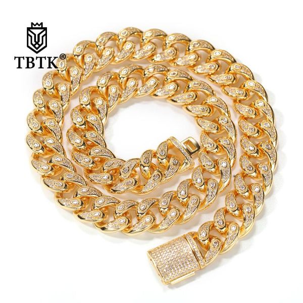 

tbtk necklace gold and silver color punk miami cuban 15mm eyes copper iced out hiphop rapper necklaces for men women jewellery