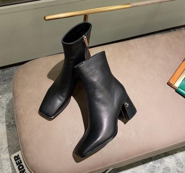 

fashion brand jc womens ankle autumn winter chunky heel martin cow leather zip brown black booties sz35-40