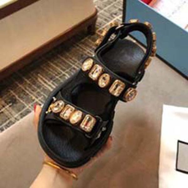 

riveted sports slides sandals diamond and women s leisure sandals fashion leather outdoor beach shoes pantoufle outdoor shoes pp2, Black