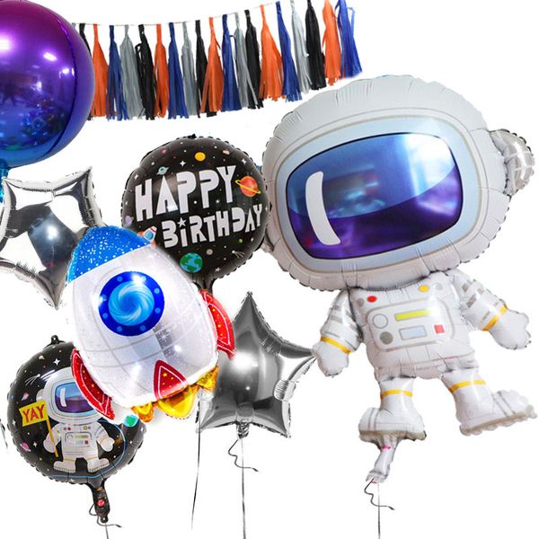 

party decoration outer space astronaut earth rocket inflatable foil balloons theme birthday kids boys toys supplies