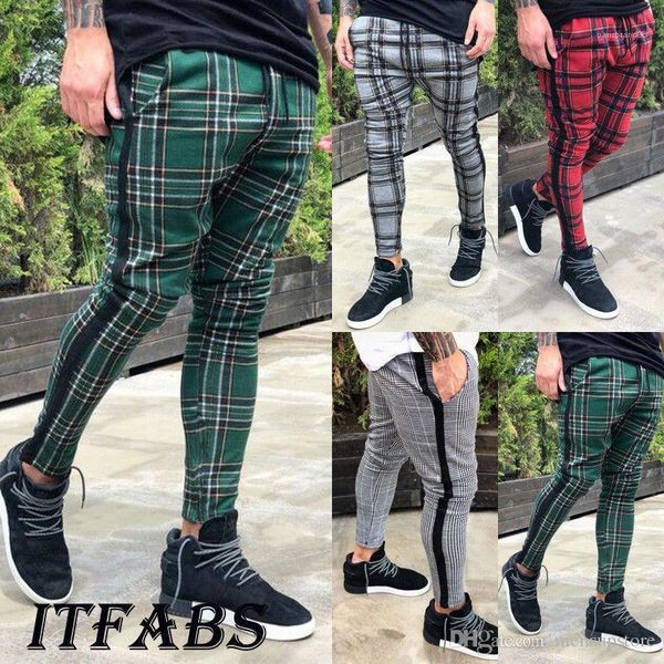 

длинные брюки joggers pantalones мужские пледы дизайнерские брюки весна осень моды карандаш штаны, Black