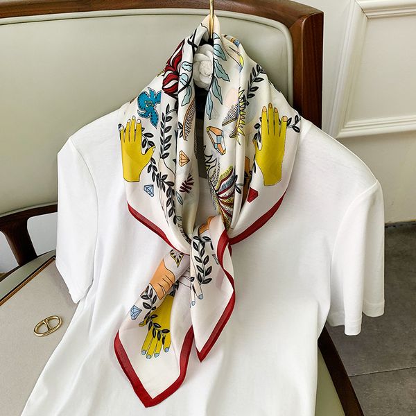 

scarves fashion silk satin neck for women printed kerchief small shawls wraps hair scarf female 70*70cm headband bag scarfs 2021, Blue;gray