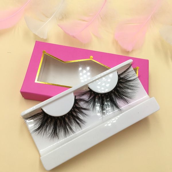 

false eyelashes 25mm 6pairs/lot come with pink eyelash packaging box 3d mink
