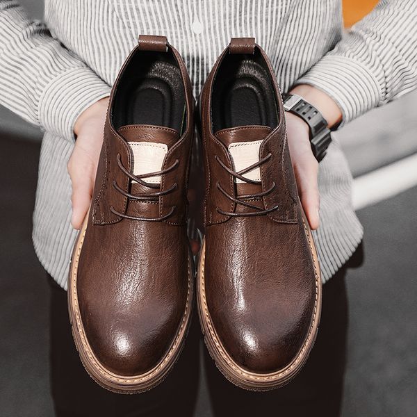 

men loafers men shoes leather ashion sneakers walking casual shoe for office male shoes business formal, Black