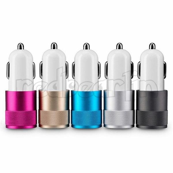 

matal dual usb car charger adapter 3.1a usb phone charger for iphone samsung tablet pc mp3