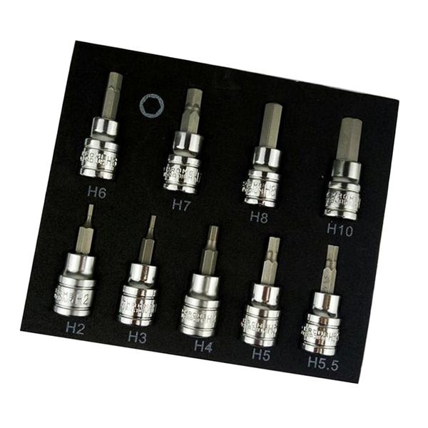 

9 pieces 3/8inch power screw driver drill bit hex shank adapter socket set, h2-3-4-5-5.5-6-7-8-10