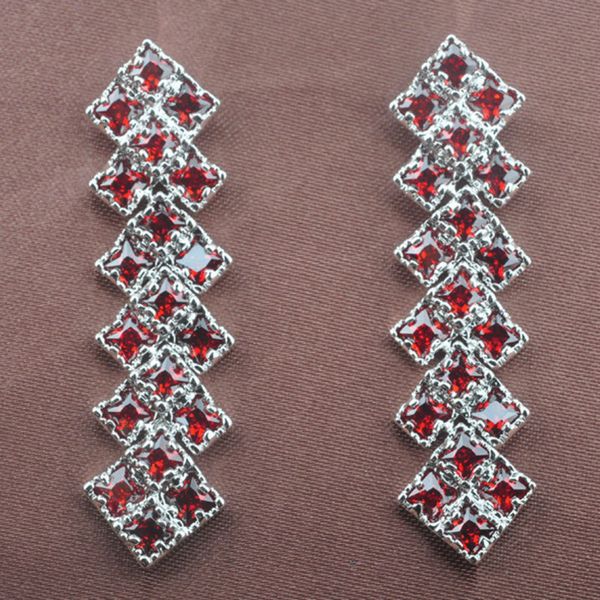 

red stone cubic zirconia for women drop earrings jewelry ls013, Silver
