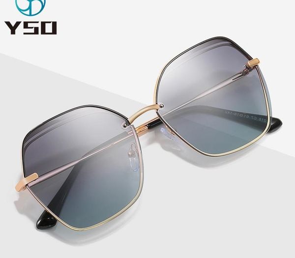 

yso polygon women sunglasses metal frame oversized lens polarized uv400 protection 2020 fashion lady sunglasses driving glasses, White;black