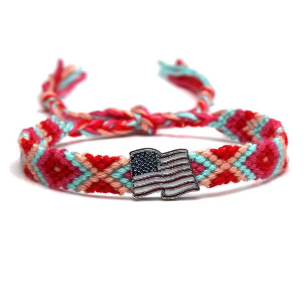 

charm bracelets boho zinc alloy the american national flag woven friendship bracelet women men of united states pride jewelry him, Golden;silver