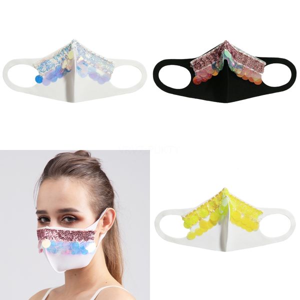 

bling bling sequin face maskmasks face shield sequins shiny face cover mount masks anti-dust shield eea1806#761, Black