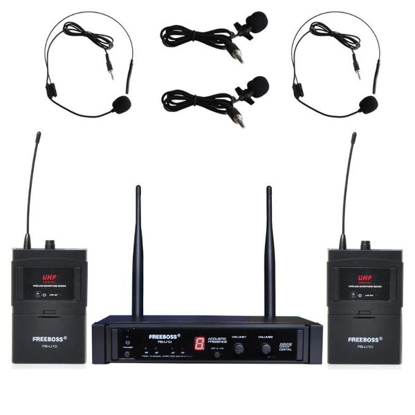 

oss fb-u10h2 dual way digital uhf wireless microphone with 2 lapel 2 headset microphone bodypack transmitter