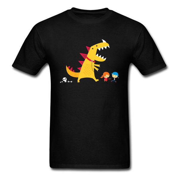 

dino walking brand new 2018 funny design man's o-neck t-shirt black tees father's custom cartoon dinosaur