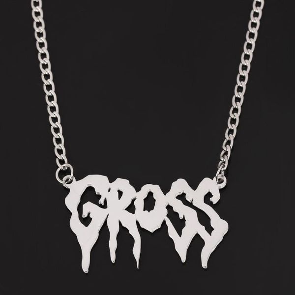 

hip hop gross letter necklace women girls gothic punk style pandent necklaces harajuku street ins fashion jewelry charms, Silver
