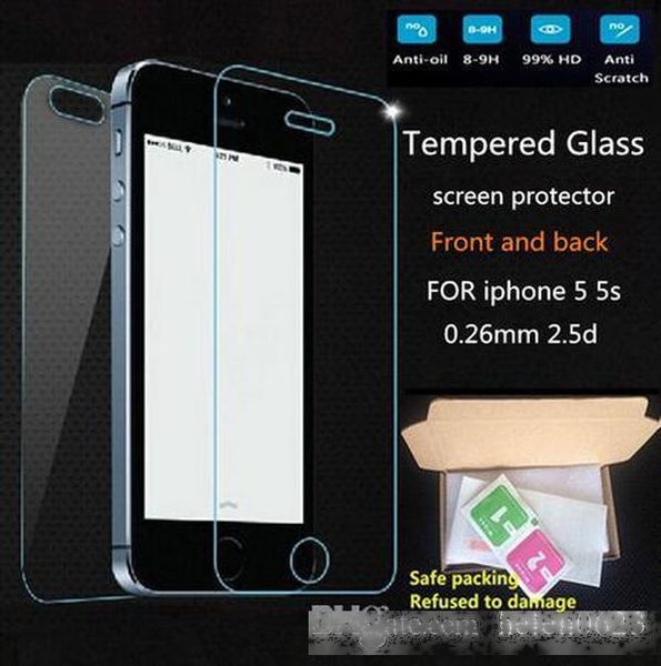 

100pcs front premium tempered glass for iphone 6 6s 7 8 plus x xs xr max anti-scratch 0.26mm 25d screen protector film for iphone 5s