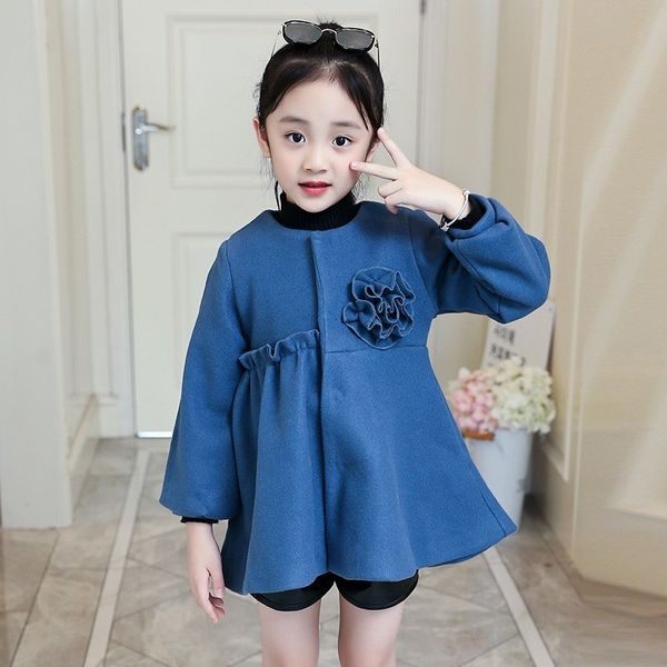 

2020 autumn winter little girls coats dress thick teenage girls jackets red blue children clothing, Blue;gray