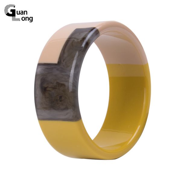 

guanlong big fashion cuff wide resin bangles bracelet for women simple vintage acrylic geometric bangle charm jewelry, Black