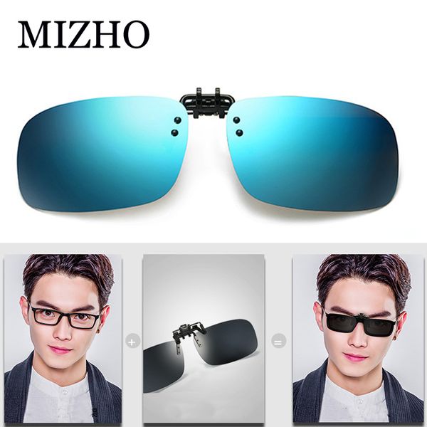 

mizho rectangle polarized clip sunglasses brand designer clear vision sun glasses for men women driving anti glares uv400, White;black
