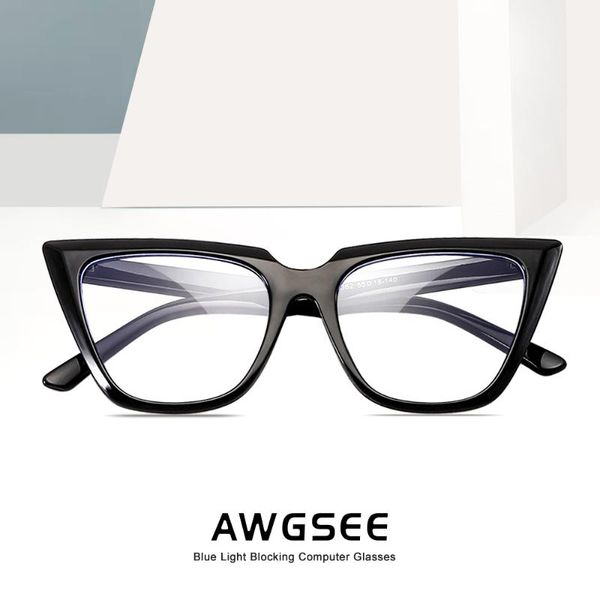 

awgsee fashion cat eye anti blue light blocking glasses women casual retro vintage glasses frames blue light goggles clear lens, White;black