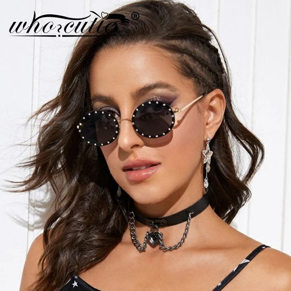 

воз cutie малый овальный rivet рамка steampunk солнцезащитные очки женщины 2020 brand design ретро круглые очки вс оттенки мужчины женщины s, White;black