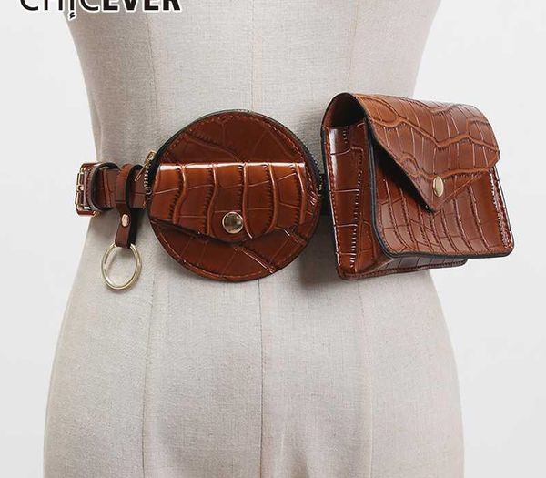 

chicever pu leather black mini-bag split joint cool long belt personality women new fashion tide all-match spring 2020, Black;brown