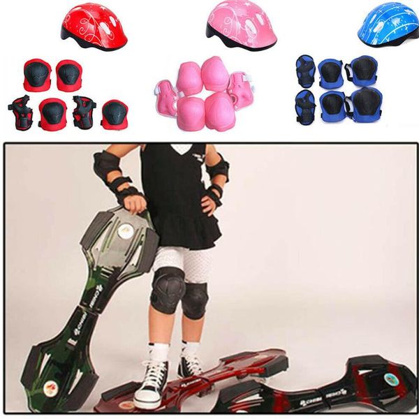 

7pcs/set kids boy girl safety helmet knee elbow pad sets children cycling skate bicycle helmet protection sports safety guard, Black;gray