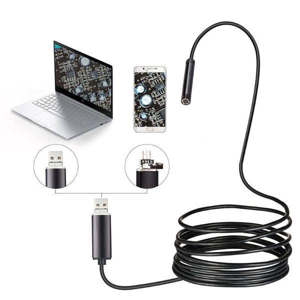 

mini cameras 5.5mm 7mm 8mm hd 2 in 1 5m 10m long cable usb android inspection borescope with otg for smart phone lappc