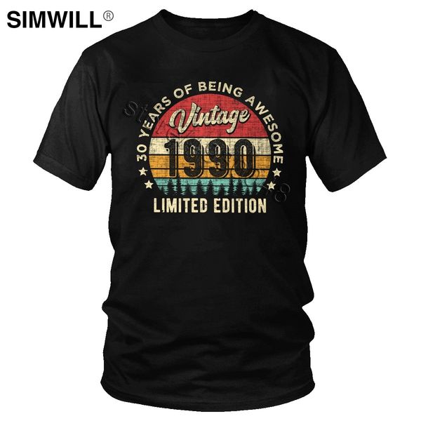 

урожай 1990 30 years old tshirt высоких тридцатый день рождения футболка ретро лето хлопок тис мужчина короткий рукав круглые шеи 90s tops