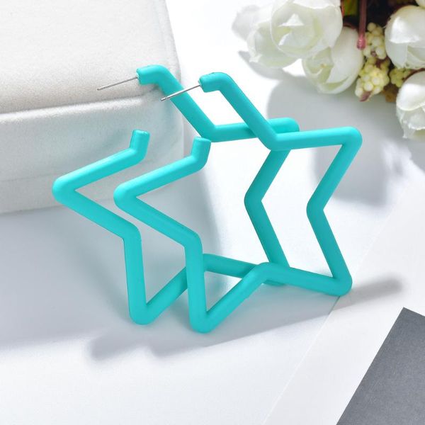 

mestilo 2020 korean women jewelry candy color big star drop earrings for girls rubber pentagram dangle earrings oorbellen jewelr, Silver