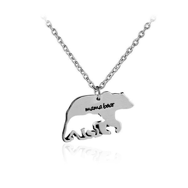 

mother's necklace gift mama bear baby bear alloy hollow pendant necklace creative jewelry cute charm animal lovers gift wholesale khn67, Red;brown
