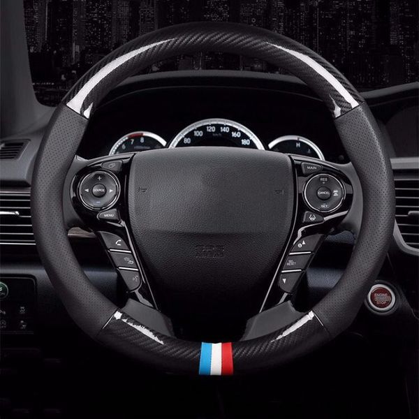 

universal car steering wheel cover leather carbon fiber steering wheel protector 38cm/15" anti-slip breathable new