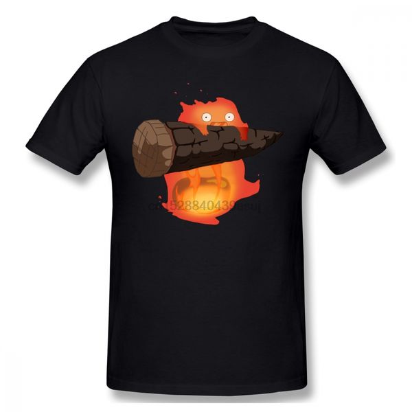 

howl moving castle calcifer cute men t shirt drop shipping casual 4xl 5xl 6xl o-neck cotton custom short sleeve men t-shirts
