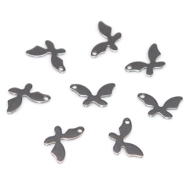 

посеребренные глянцевые кулонные животные очарование 50 шт. / лот из нержавеющей стали из нержавеющей стали butterfly charm для выводов ювел, Bronze;silver