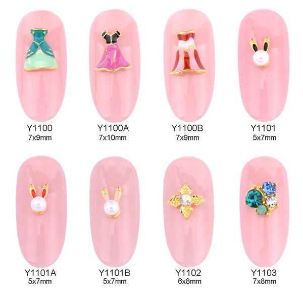 

nail art decorations 10pcs dress nails arrive metal 3d strass nailart crystals flower jewelry decor y1100~1103, Silver;gold