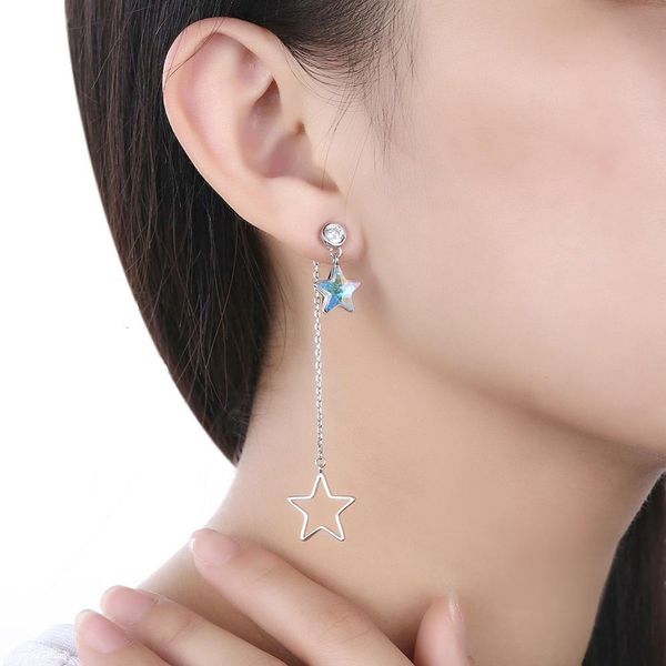 

lekani 925 sterling silver crystals from swarovski earrings with stars vintage fine jewelry