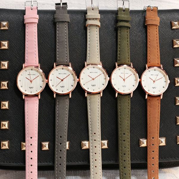

exquisite simple style women watches luxury fashion quartz wristwatches woman clock leather strap quartz student watch 2020, Slivery;brown